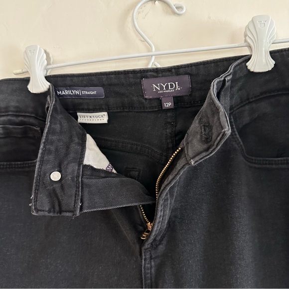 NYDJ Marilyn Straight Jeans Midrise Lift X Tuck Technology Size 12P Black - Picture 5 of 8